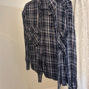 Sanctuary Black and White Plaid Button-Down Shirt